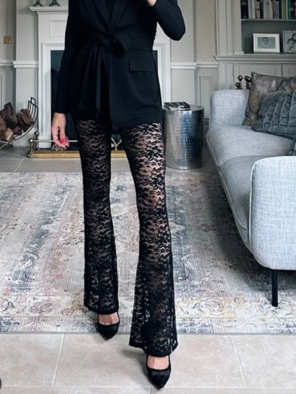 BLACK LACE PANTS